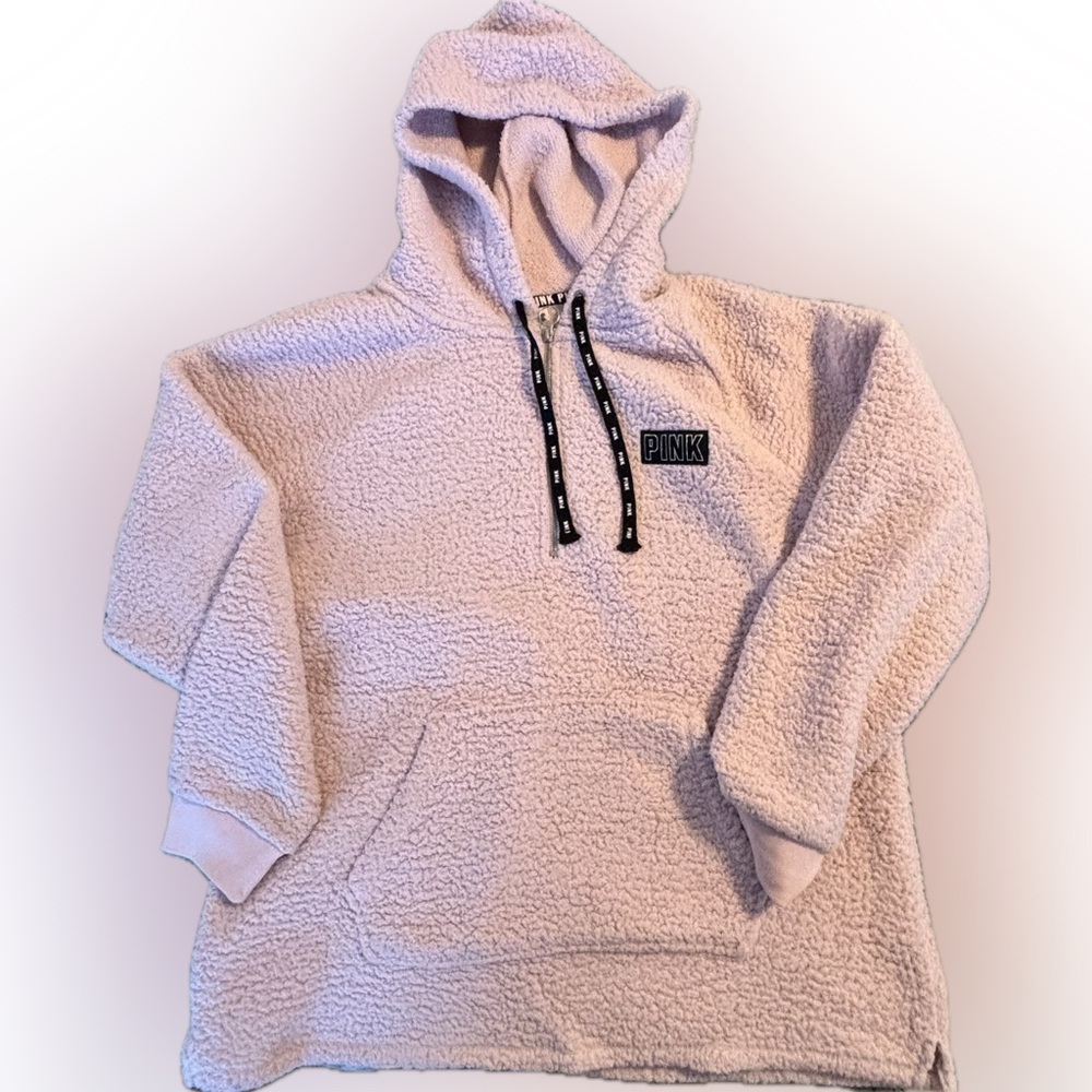 Victoria’s Secret PINK Sherpa Quarter Zip Hoodie light pink size medium